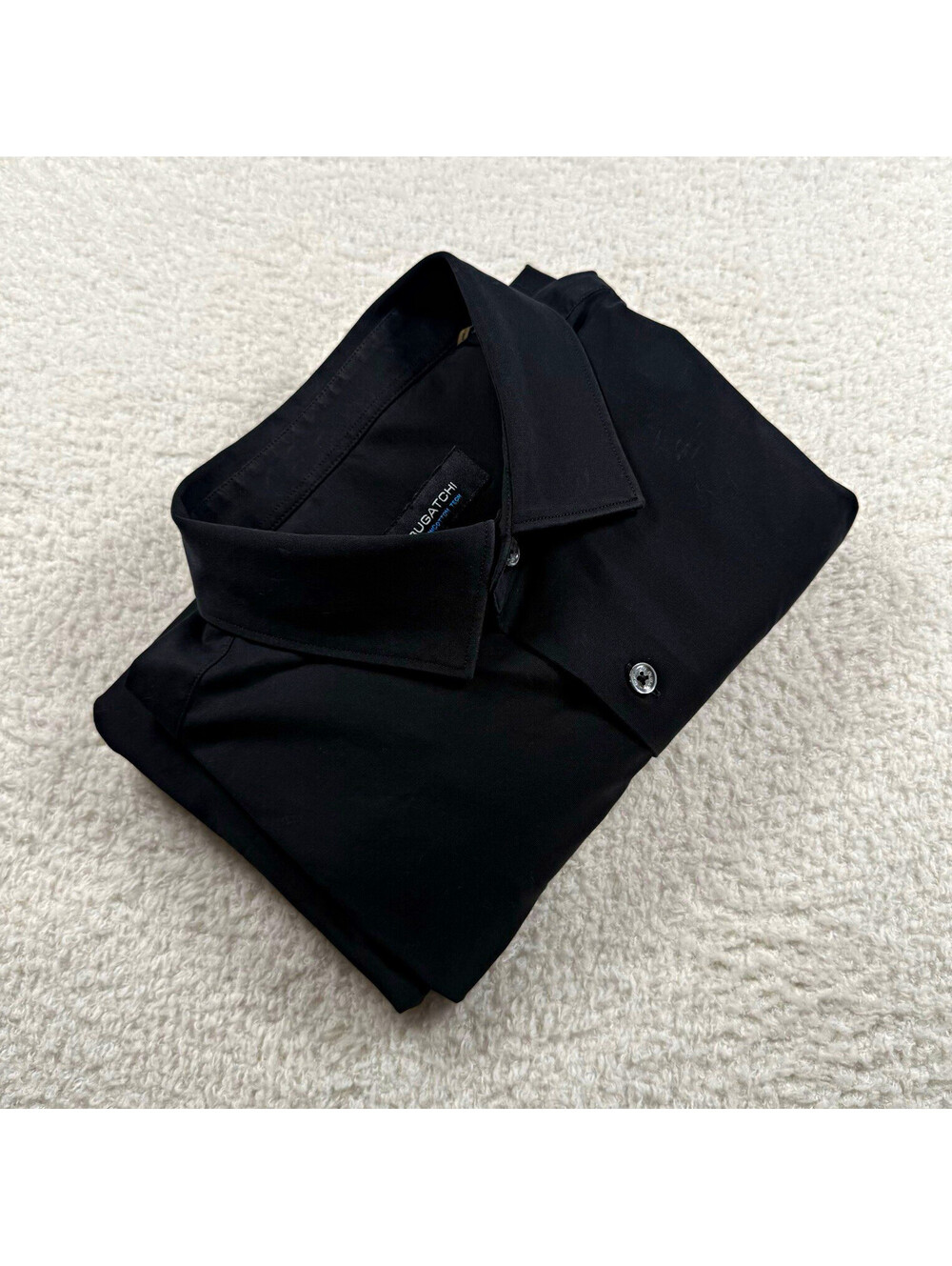 Bugatchi Men’s L Black OoohCotton Tech Shirt Stretch Long Sleeve Modern